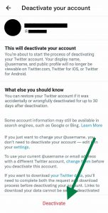 How do I delete my Twitter account on Android/iOS?